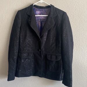 Robert Graham black metallic accent blazer business office jacket.